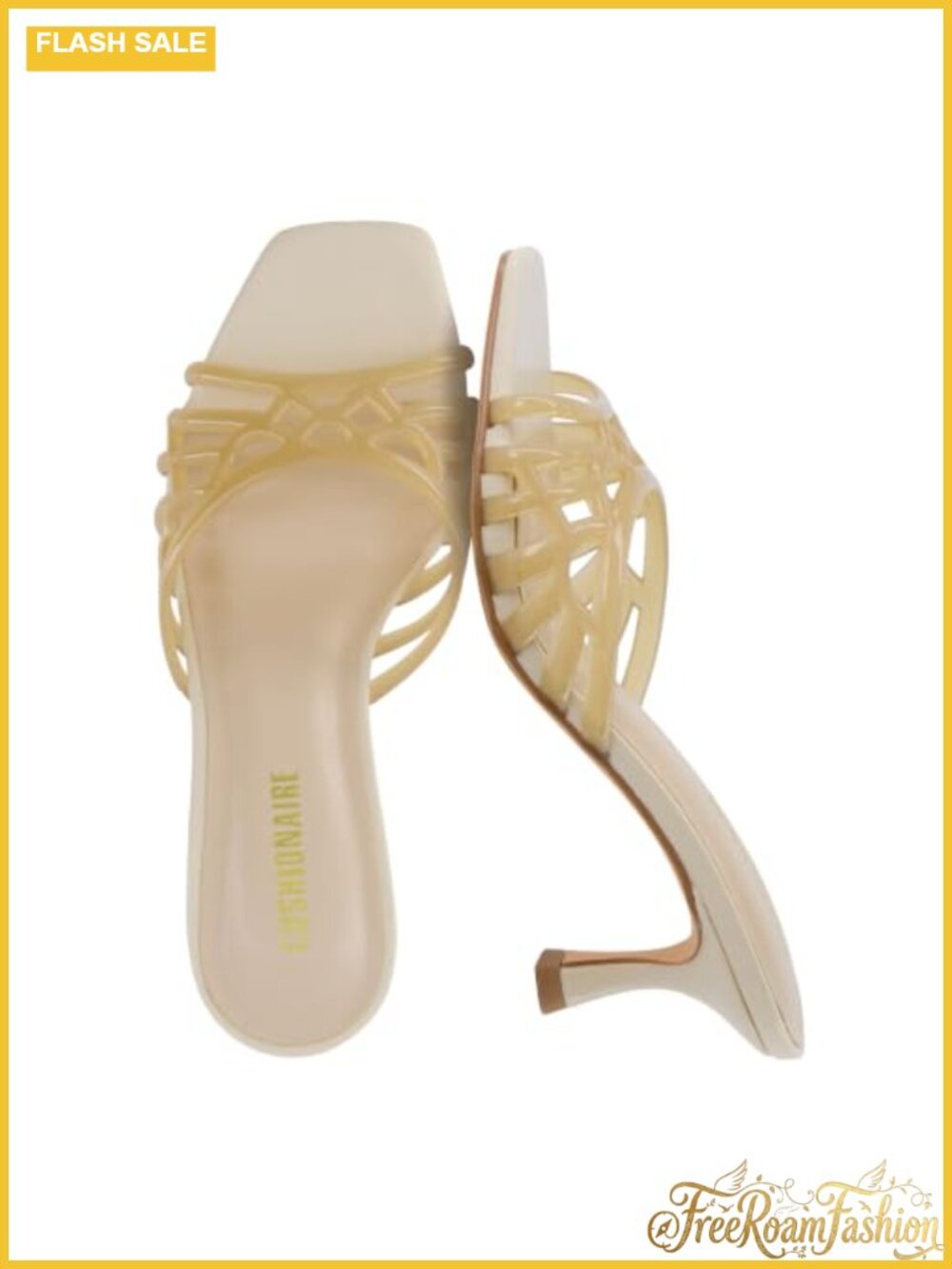 Cushionaire Jelly Kitten Heel Mule Square Toe Slip On